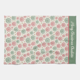 Personalized Merry Christmas キッチンタオル