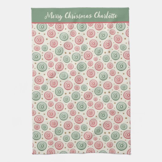 Personalized Merry Christmas キッチンタオル (縦)