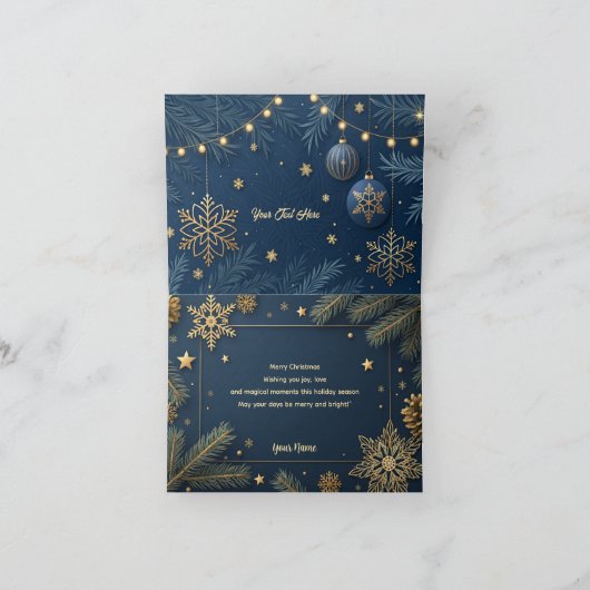 Personalized Merry Christmas Card in Elegant Gold  サンキューカード (内部)