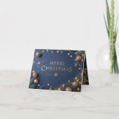 Personalized Merry Christmas Card in Elegant Gold  サンキューカード (正面)