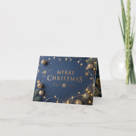 Personalized Merry Christmas Card in Elegant Gold  サンキューカード