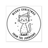 Personalized Merry Christmas Cat Cute Holiday Pet セルフインキングスタンプ (デザイン)