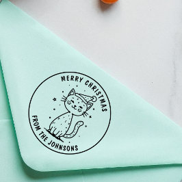 Personalized Merry Christmas Cat Cute Holiday Pet セルフインキングスタンプ