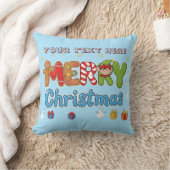 Personalized Merry Christmas Custom Text Holiday  クッション (ブランケット)