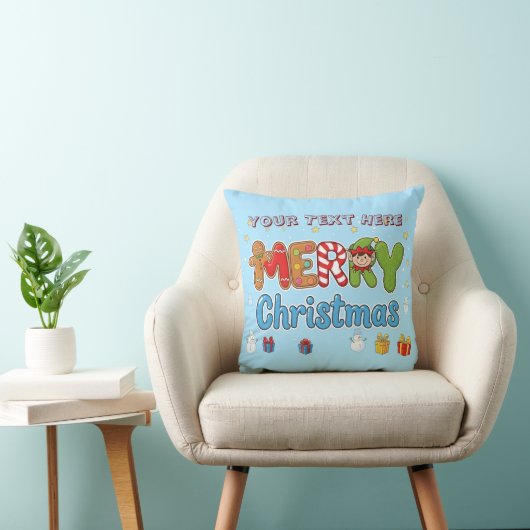Personalized Merry Christmas Custom Text Holiday  クッション (椅子)