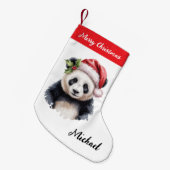 Personalized Merry Christmas Cute Panda Bear スモールクリスマスストッキング (正面 (吊り時))
