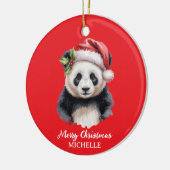 Personalized Merry Christmas Cute Panda Bear セラミックオーナメント (左)