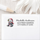 Personalized Merry Christmas Cute Panda Bear       ラベル (インサイチュ)