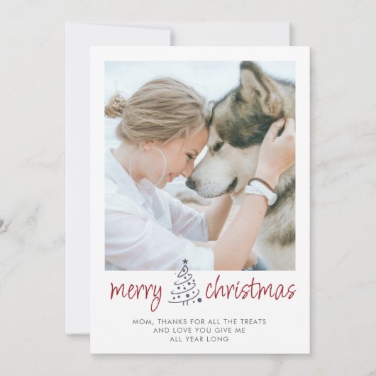 Personalized Merry Christmas Dog Mom Pet Photo シーズンカード (正面)