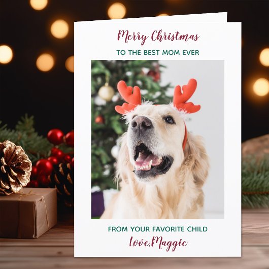 Personalized Merry Christmas Dog Mom Pet Photo シーズンカード