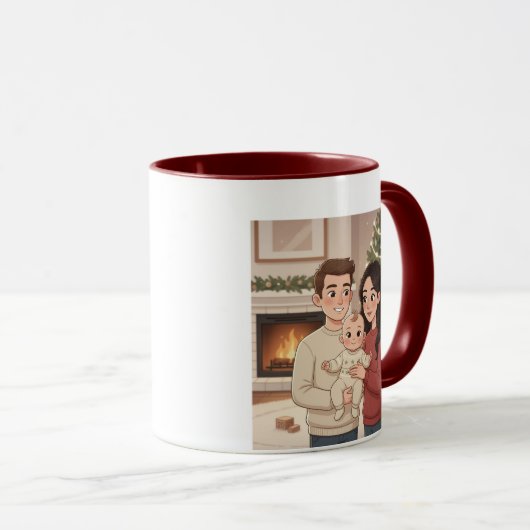 Personalized Merry Christmas Family Mug – Custom C マグカップ (正面右)