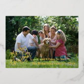 Personalized Merry Christmas Family Photo 箔シーズンカード (正面)