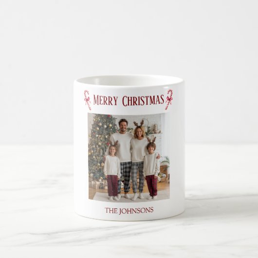 Personalized Merry Christmas Family Photo Mug コーヒーマグカップ (中央)
