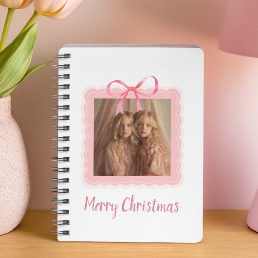 Personalized Merry Christmas Family Photo Notebook ノートブック
