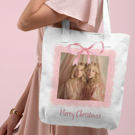 Personalized Merry Christmas Family Photo Tote Bag トートバッグ