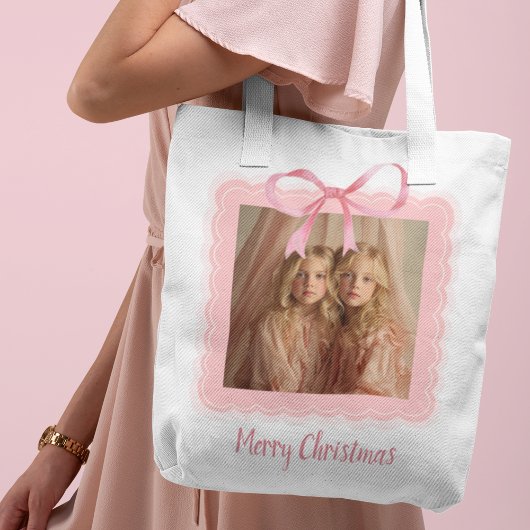 Personalized Merry Christmas Family Photo Tote Bag トートバッグ