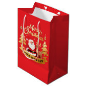 Personalized Merry Christmas Gift Bag  ミディアムペーパーバッグ (正面アングル)