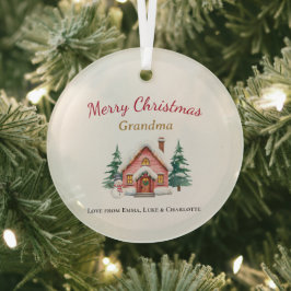 Personalized Merry Christmas Grandma Ornament ガラスオーナメント