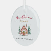 Personalized Merry Christmas Grandma Ornament ガラスオーナメント (正面左)