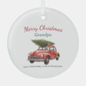 Personalized Merry Christmas Grandpa Ornament ガラスオーナメント (正面)