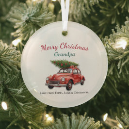 Personalized Merry Christmas Grandpa Ornament ガラスオーナメント