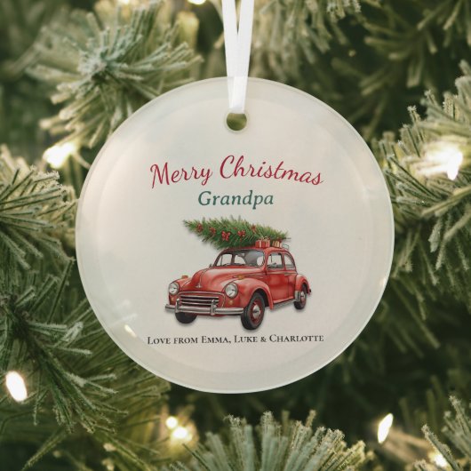 Personalized Merry Christmas Grandpa Ornament ガラスオーナメント (インサイチュ)