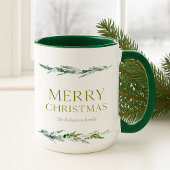 Personalized Merry Christmas Greenery マグカップ