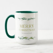 Personalized Merry Christmas Greenery マグカップ (左)