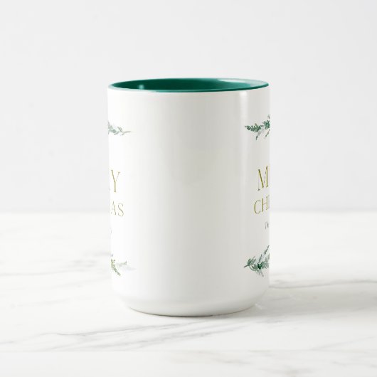 Personalized Merry Christmas Greenery マグカップ (中央)