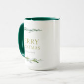 Personalized Merry Christmas Greenery マグカップ (正面左)
