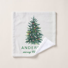 Personalized Merry Christmas Greetings Holiday ウォッシュタオル