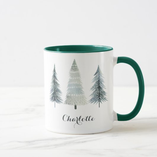 Personalized Merry Christmas Mug with Tree Design  マグカップ (右)