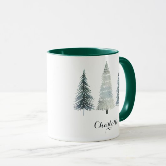 Personalized Merry Christmas Mug with Tree Design  マグカップ (正面右)
