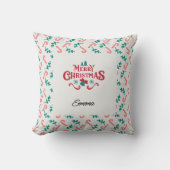 Personalized Merry Christmas Name Holiday Pillow クッション (正面)