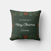 Personalized Merry Christmas Name Holiday Pillow クッション (正面)