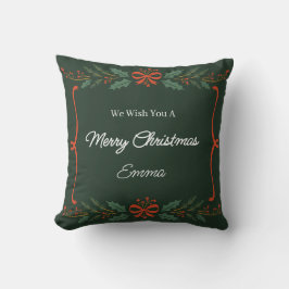 Personalized Merry Christmas Name Holiday Pillow クッション
