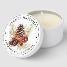 Personalized, Merry Christmas Pinecone and Greens