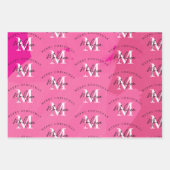 Personalized Merry Christmas Pink Paint Monogram  ラッピングペーパーシート (正面3)