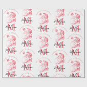 Personalized Merry Christmas Pink Santa Monogram ラッピングペーパー (フラット)