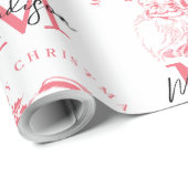Personalized Merry Christmas Pink Santa Monogram ラッピングペーパー (ロールコーナー)