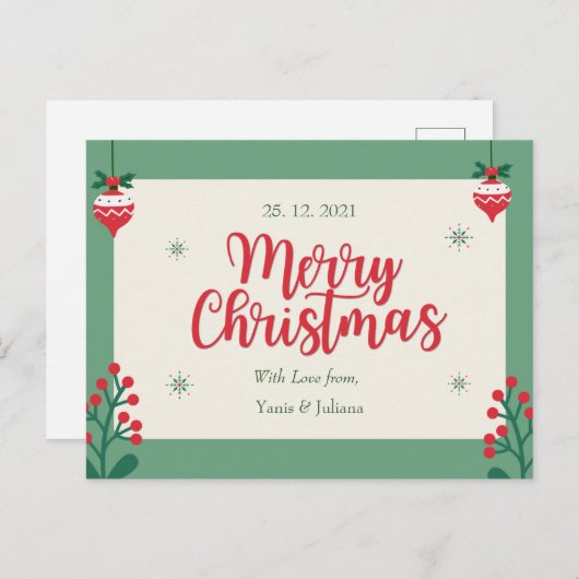 Personalized Merry Christmas Postcard ポストカード (正面/裏面)