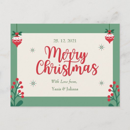 Personalized Merry Christmas Postcard ポストカード (正面)