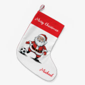 Personalized Merry Christmas Santa Claus Soccer    スモールクリスマスストッキング (正面 (吊り時))