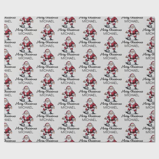 Personalized Merry Christmas Santa Claus Soccer    ラッピングペーパー (フラット)