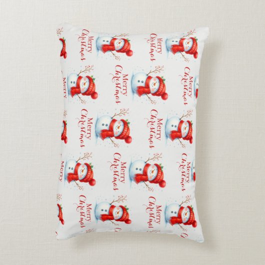 Personalized Merry Christmas Snowman Custom Year  アクセントクッション (裏面(縦))