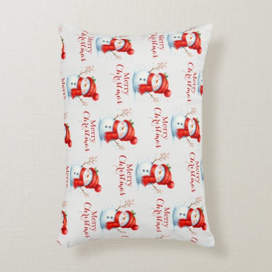 Personalized Merry Christmas Snowman Custom Year  アクセントクッション (正面(垂直))