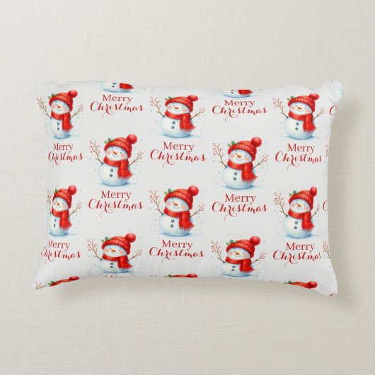 Personalized Merry Christmas Snowman Custom Year アクセントクッション (裏面)