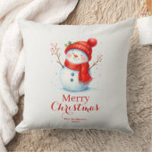 Personalized Merry Christmas Snowman Custom Year  クッション (ブランケット)