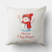 Personalized Merry Christmas Snowman Custom Year  クッション (正面)