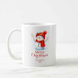 Personalized Merry Christmas Snowman Custom Year  コーヒーマグカップ